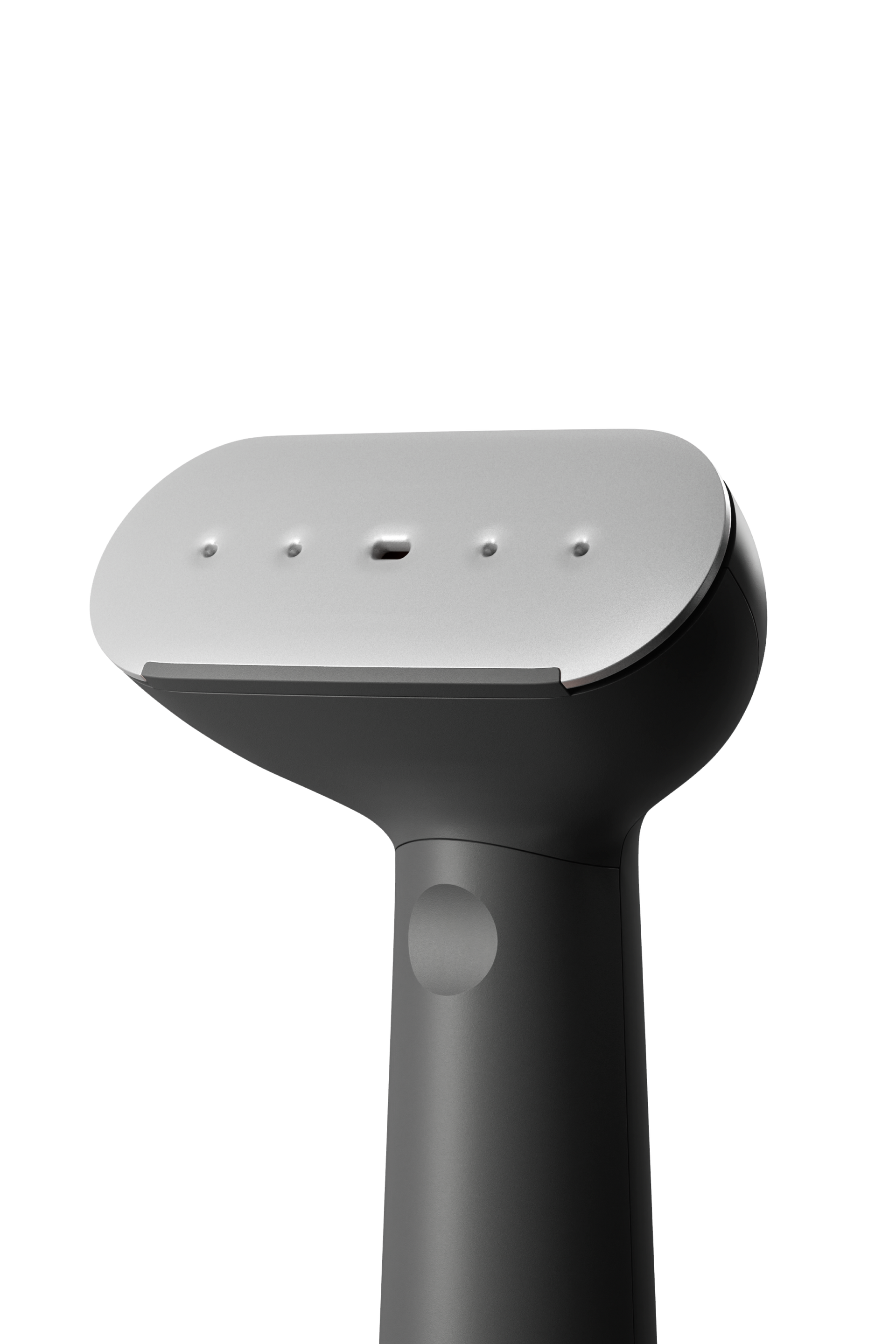 Charcoal handheld steamer on a white background