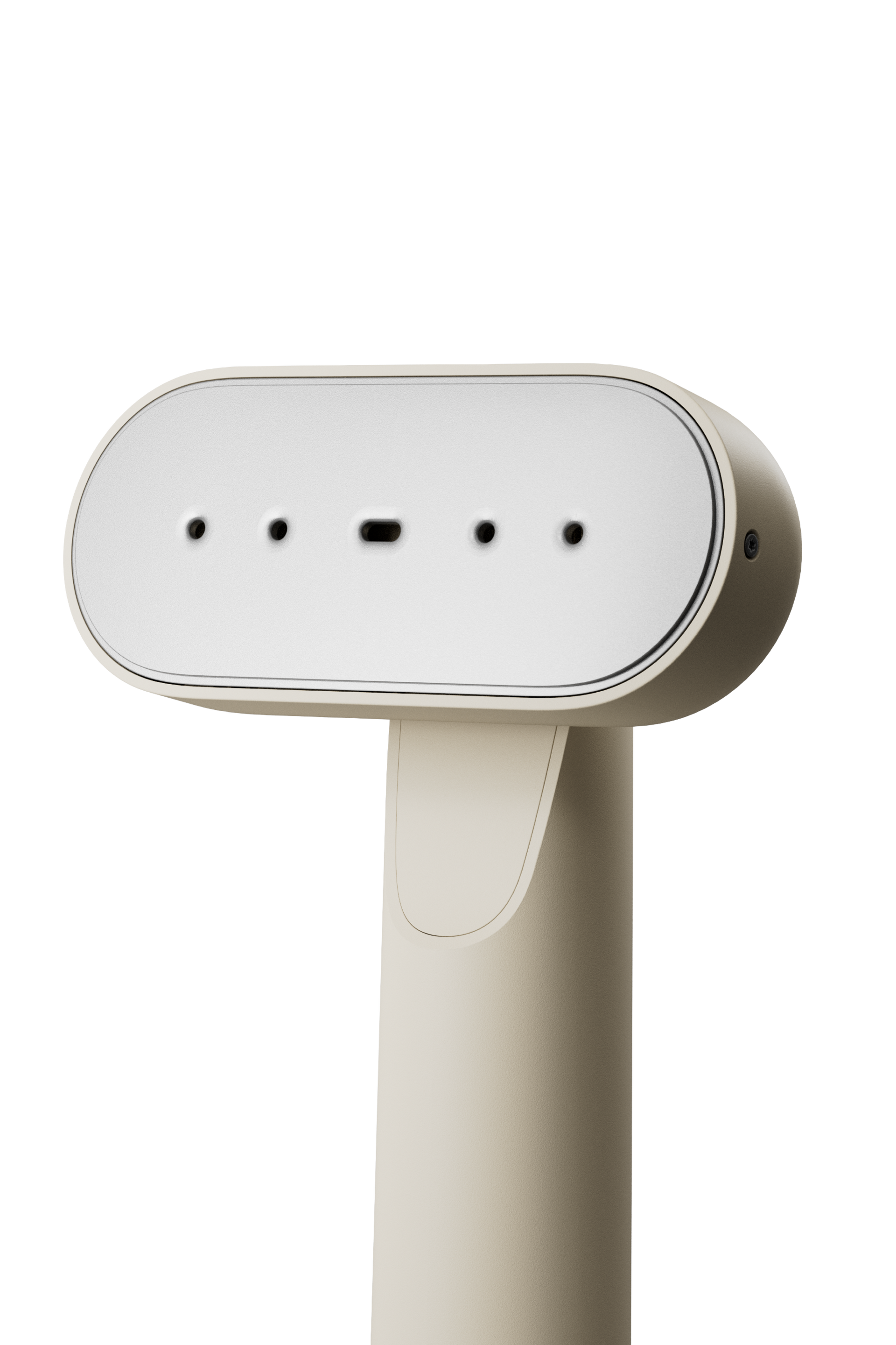 Beige handheld steamer on a white background