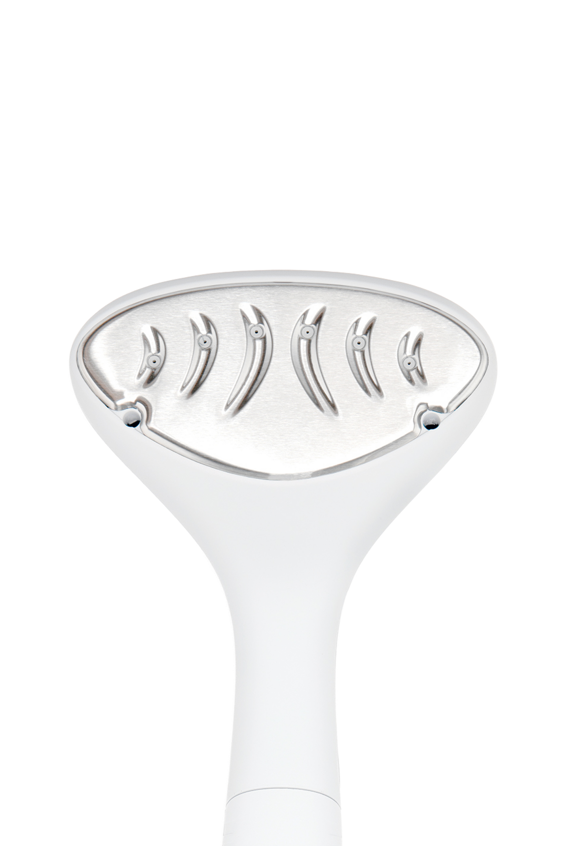 Front plate of a white handheld steamer