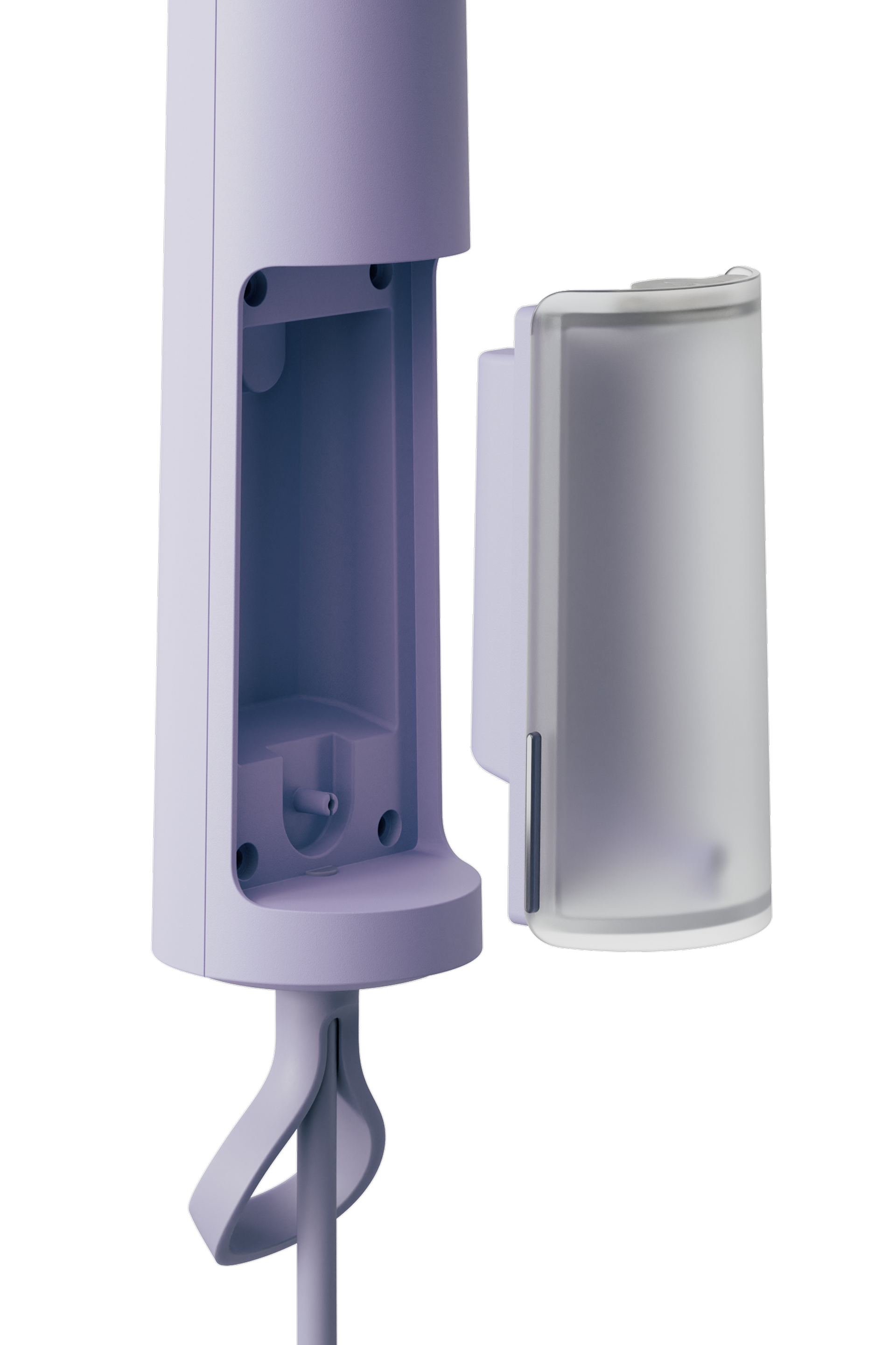 Purple steamer and clear water tank