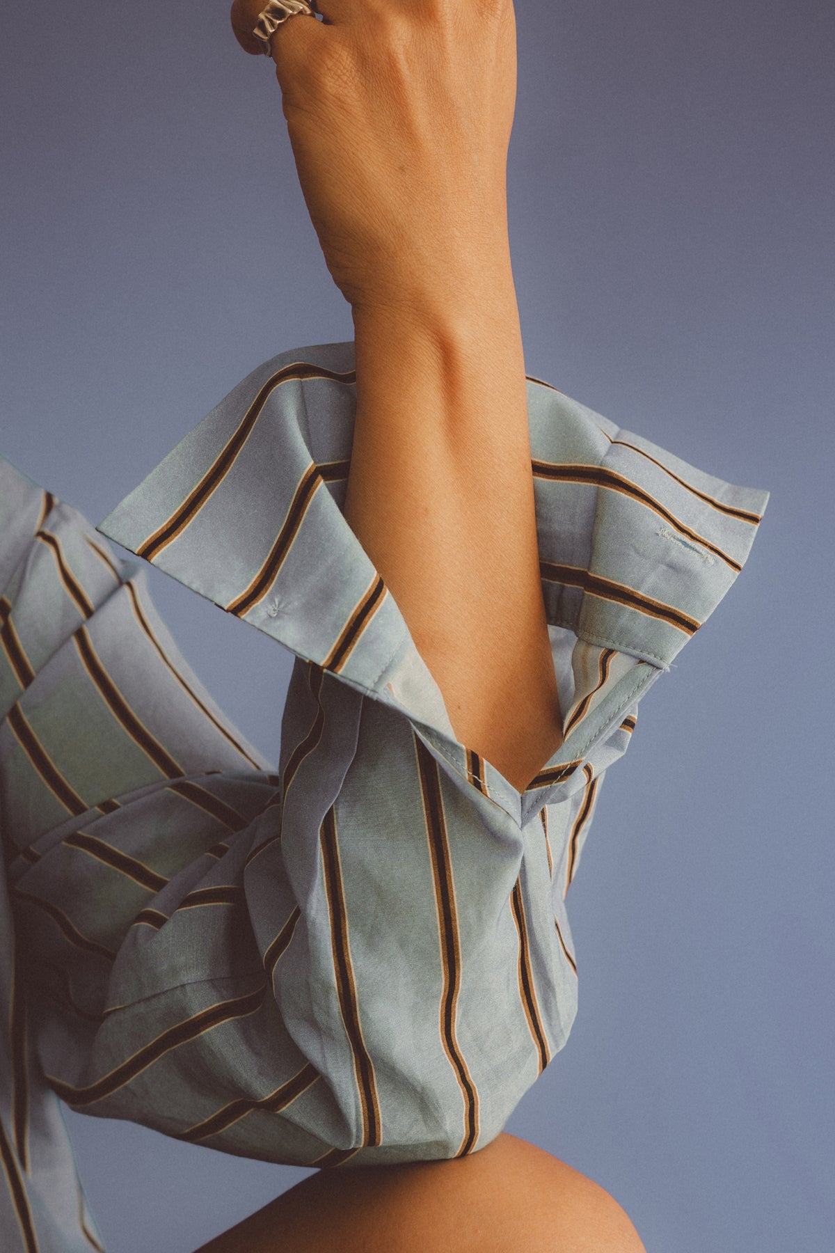 Striped blue blouse cuff